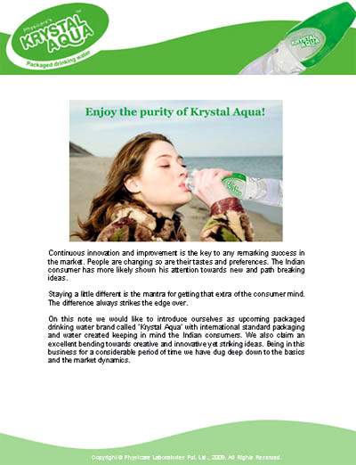 Brochure Design for Krystal Aqua - Packaged Drinking Water